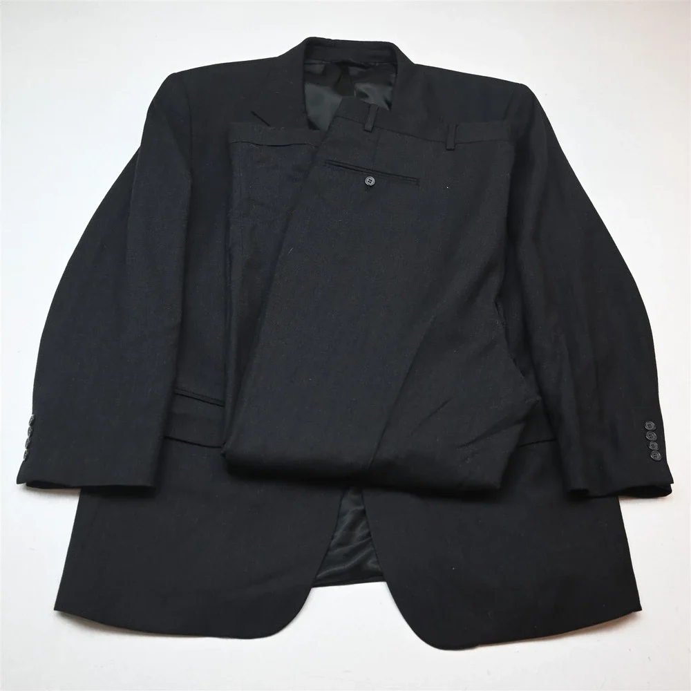 Jos A Bank 46R 42x30 Gray Wool Cashmere Flannel Mens Jacket Pants Suit